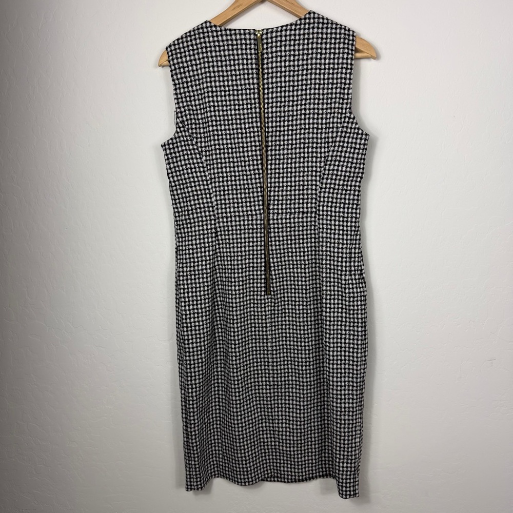 Calvin‎ Klein Womens Houndstooth Sleeveless Sheath Dress Black White Size 12 - Picture 3 of 4